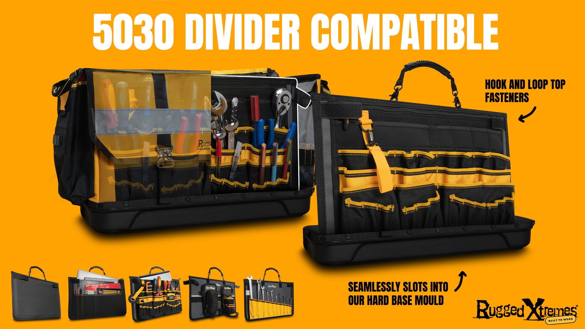 Rugged Xtremes Professional Tool Bag - Hard Base | Yellow/Blue |