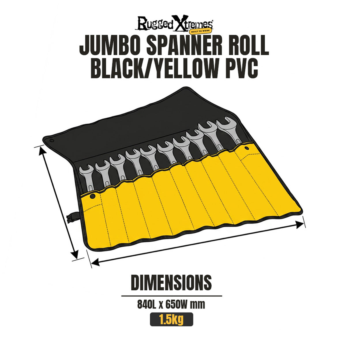 JUMBO SPANNER ROLL BLACK dimensions