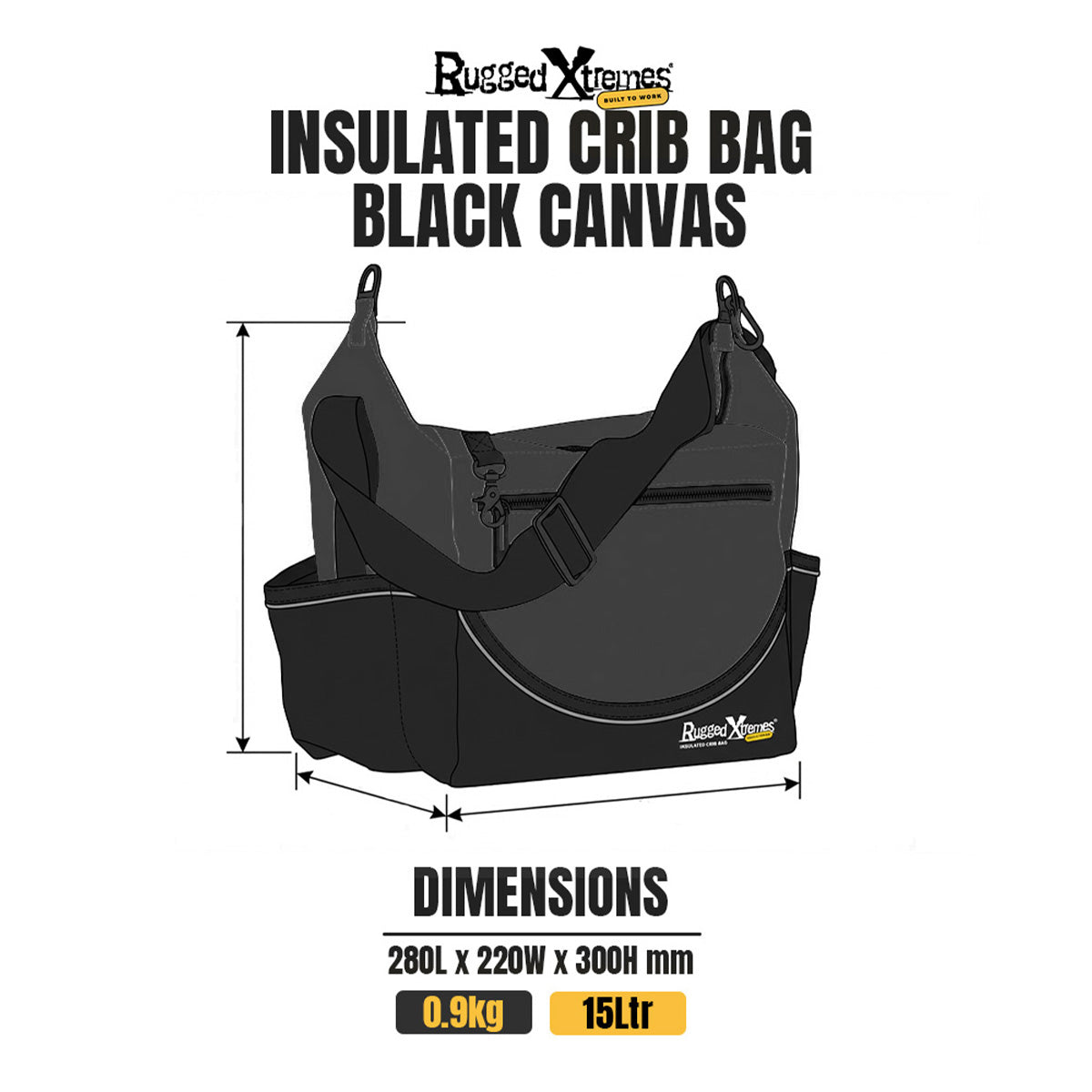 SMOKO PACK - 15L - CANVAS - BLACK dimensions