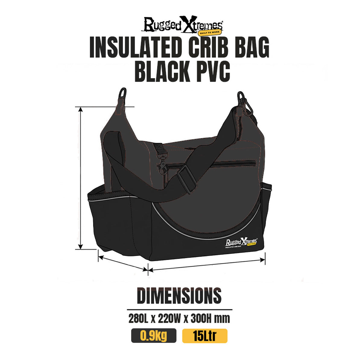 SMOKO PACK - 15L - PVC - BLACK dimensions