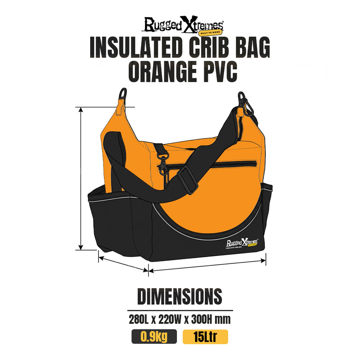 Insulated Crib Bag – 15L – PVC – Orange dimensions