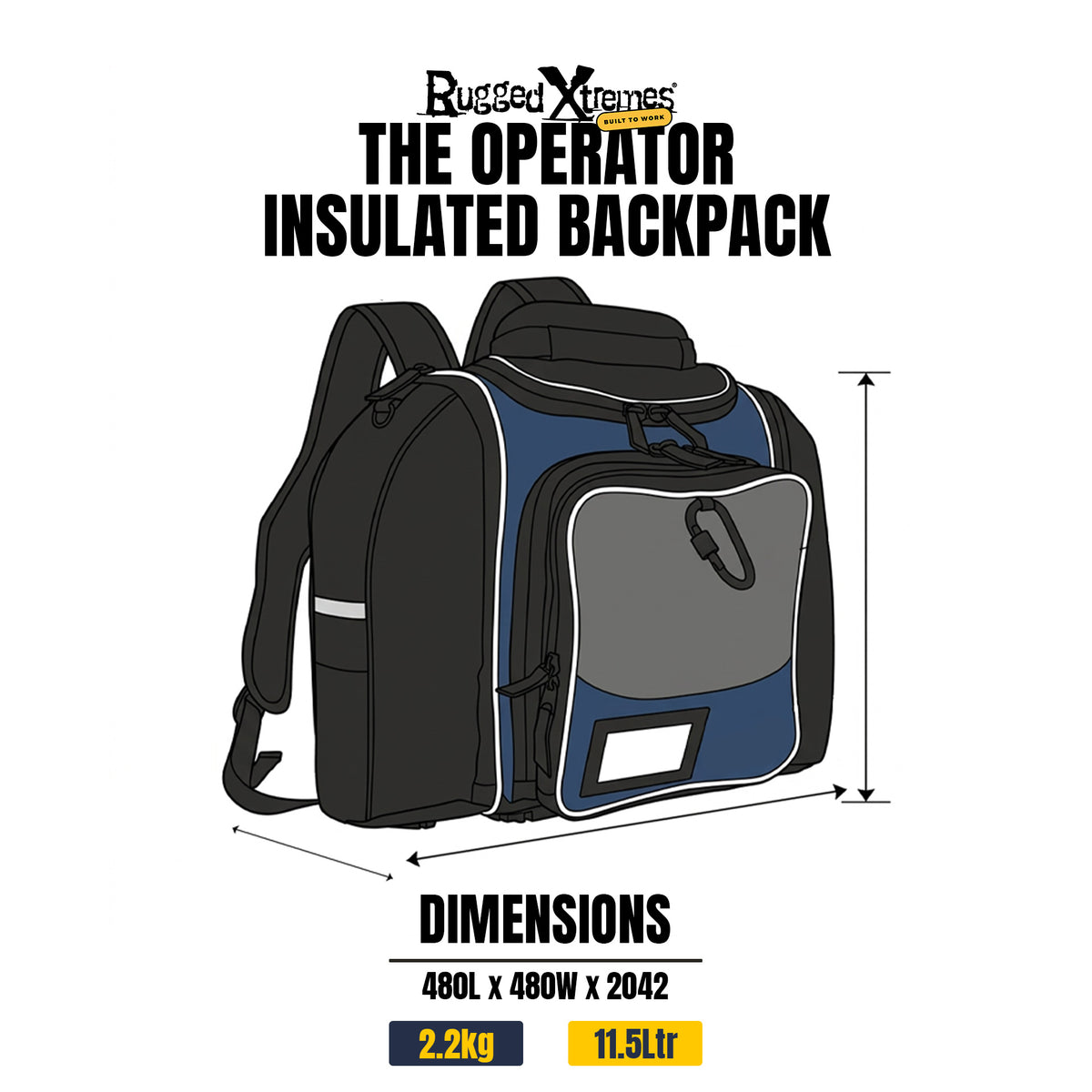 THE OPERATOR PACK - 11.5L - CANVAS - NAVY BLUE dimensions