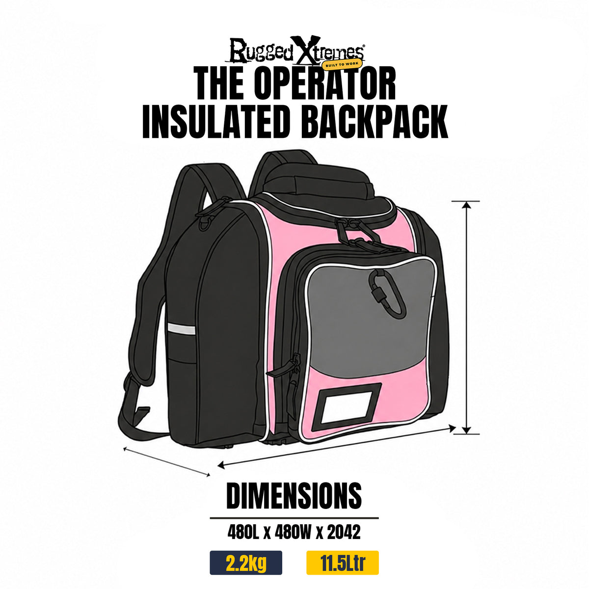 THE OPERATOR PACK - 11.5L - CANVAS - PINK dimensions
